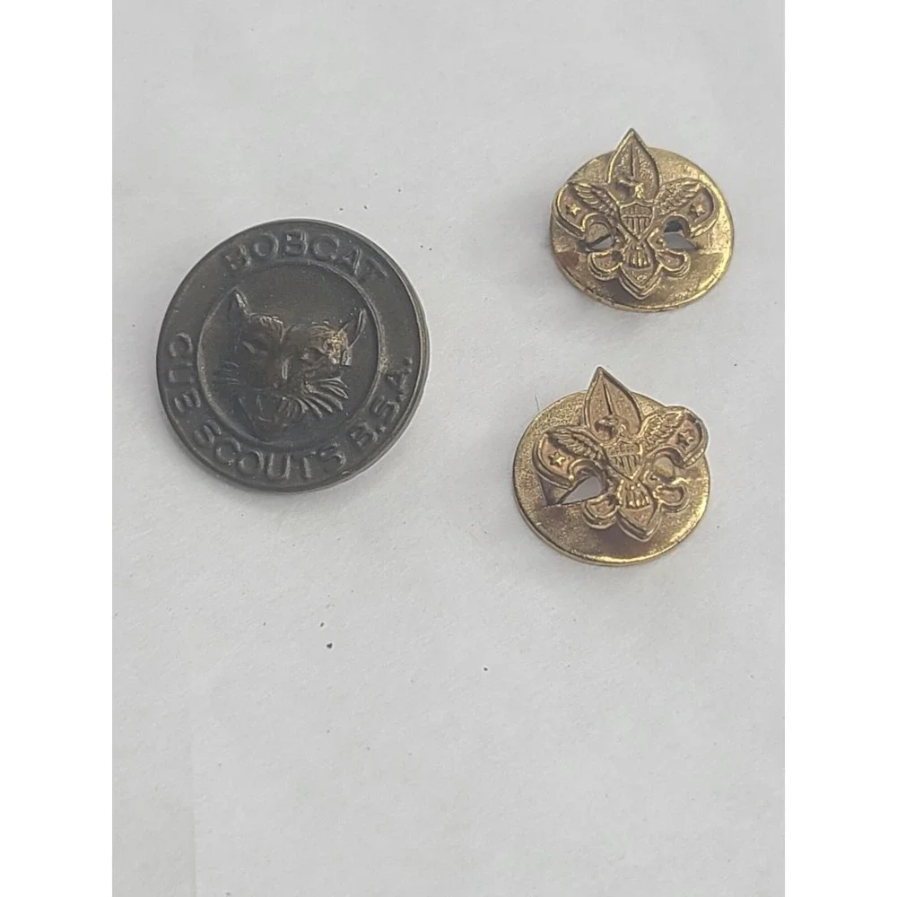 Vintage Boy Scouts Of America Metal Pins Bobcat Cub Scout Lot of 3